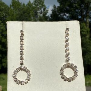 Sparkly Rhinestone Drop Circle Earrings – Elegant Statement Jewelry